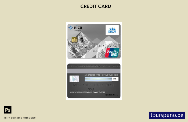 lista para imprimir plantilla de tarjeta clásica Kirguistán KICB Bank UnionPay